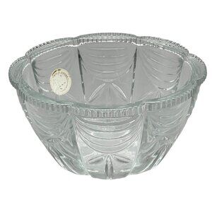 Kig Indonesia bowl candy dish clear embossed glass design 2.75"x5.5" READ